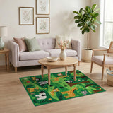 Whimsical Jungle Animals Kids Area Rug