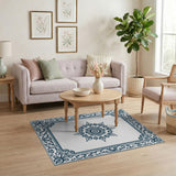 Ornate Blue Mandala Persian Area Rug