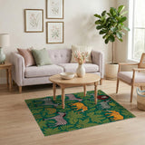 Vibrant Jungle Safari Rug with Lions Zebras Elephants