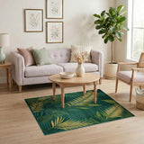Emerald Green Palm Frond Area Rug