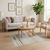 Gold Accent Geometric Beige Area Rug