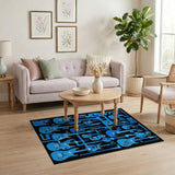 Blue Electric Guitars Geometric Area Rug
