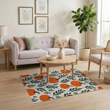 Harvest Pumpkin Leaves Pattern Area Rug