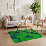 Layered Green Geometric Area Rug