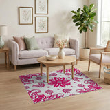 Hot Pink Paisley Floral Persian Rug