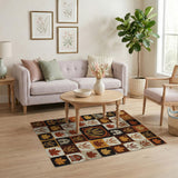 Autumn Harvest Wheat Barn Patchwork Rug