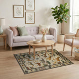 Savanna Safari Kids Area Rug with Giraffes Elephants Leopards