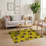 Vibrant Yellow Sunflower Pattern Yellow Area Rug