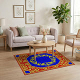 Ornate Red Blue Gold Persian Border Rug