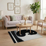 Black and White Yin Yang Harmony Black White Area Rug