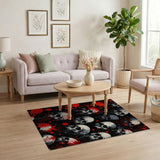 Red Skull Blood Splatter Washable Area Rug