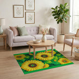 Yellow Vibrant Sunflower Meadow Area Rug