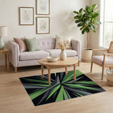 Vibrant Green Geometric Burst Area Rug