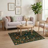 Floral Vintage Enchanted Mushroom Forest Area Rug