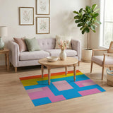 Vibrant Multi-Color Geometric Block Multi-color and Patterns Area Rug
