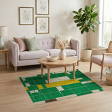 Bold Green Yellow Grid Geometric Area Rug