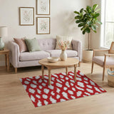 Playful Red Clouds Cartoon Area Rug