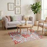 Vibrant Red Coral Reef Seashell Area Rug
