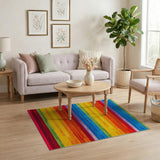Multi-color and Patterns Vibrant Rainbow Horizontal Stripe Area Rug