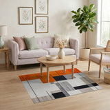 Bold Orange Gray Geometric Abstract Area Rug