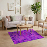 Vibrant Purple Geometric Block Area Rug