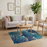Teal Coral Sea Fan Area Rug