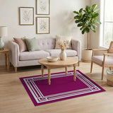 Purple Geometric Frame Area Rug