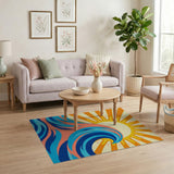 Radiant Sun Over Vibrant Ocean Waves Rug