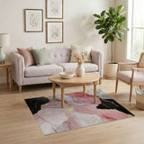 Pink Marble Gold Vein Abstract Area Rug