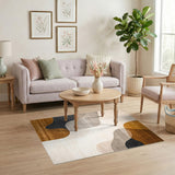 ODIKA Modern Abstract Earth Tone Washable Area Rug - Low Pile Non-Slip Carpet