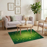 Emerald Green Floating Shamrock Area Rug