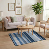 Faded Denim Blue Stripe Area Rug