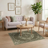 Distressed Green Vintage Area Rug