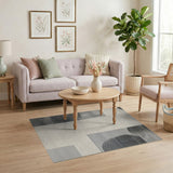 Modern Black Halftone Circles Area Rug - Beige