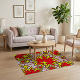 ODIKA Washable Pop Art Comic Book Rug - Red & Yellow Starburst Low Pile Area Rug