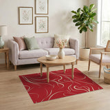 Red Red Swirl Abstract Area Rug