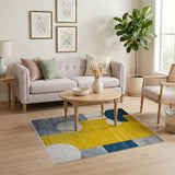Bold Geometric Yellow Navy Abstract Area Rug