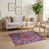 Vibrant Purple Orange Mandala Persian Rug