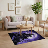 Purple Haunted Mansion Halloween Area Rug