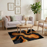 Vibrant Orange Vibrant Orange Swirl Abstract Area Rug