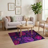 Lush Purple Peony Floral Area Rug