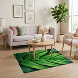 Green Lush Overlapping Green Leaves Area Rug