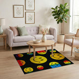 Multi-Color Pixel Smiley Faces Area Rug