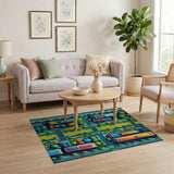 Vibrant Top-Down Urban Avenue Area Rug