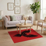 Bold Black Phoenix Silhouette Red Area Rug