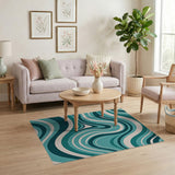 Wave Teal Wave Abstract Area Rug