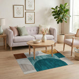Bold Geometric Teal Orange Area Rug