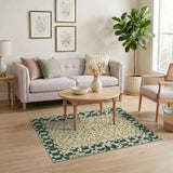 Green Gold Persian Floral Border Area Rug