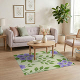 Purple Hibiscus Floral Area Rug