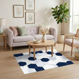 Geometric Modern Navy Hexagon Geometric Area Rug